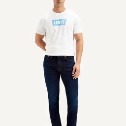 Levi's Navy Cotton Slim Fit Solid Jeans-picture-2