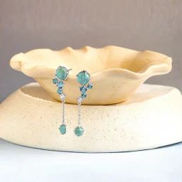 Mia by Tanishq Sea Sparkle Silver Drop Earrings-image-57