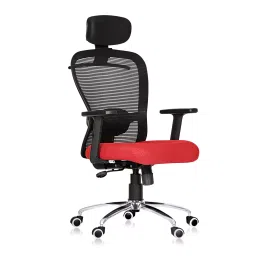 Da URBAN Signature Red High Back Revolving Mesh Office Executive Ergonomic Chair with Adjustable Armrest & Headrest-image-1