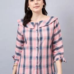Style Quotient Pink Cotton Checks Shirt-48