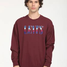 Levi's Maroon Cotton Regular Fit Printed Sweatshirt-image-50