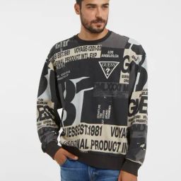 Guess Black Cotton Regular Fit Print Sweatshirt-picture-28