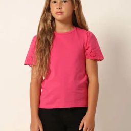 VERO MODA GIRL Pink Cotton Regular Fit Top-image-20