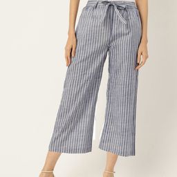 Molcha Women Striped Flared Cropped Palazzos-image-86