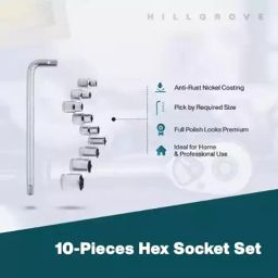 Bright Sun 10Pcs Hex Socket Set + 8Pcs Double Open End Wrench Set + Adjustable Wrench image 4