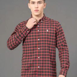 Red Tape Red Regular Fit Checks Shirt-picture-4