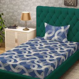 HOSTA HOMES Multicolor Cotton Geometric 280 TC Single Bedsheet with 1 Pillow Cover-image-64