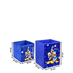 Kuber Industries Set Of 2 Blue & White Disney Team Mickey Printed Large Foldable Laundry Basket & Small Size Cube image 5