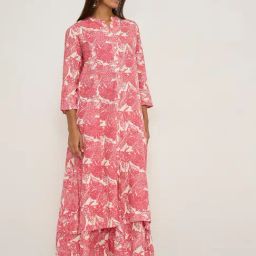 Utsa by Westside Pink Leaf Design A-Line Kurta-image-75