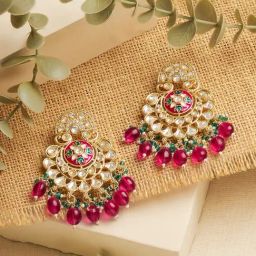 Zaveri Pearls Multicolor Meenakari Dazzling Stones Traditional Dangler Earring-84