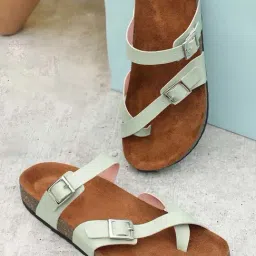 Mozafia Women's Sea Green Toe Ring Sandals-image-23