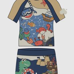 Little Surprise Box Kids Navy & Yellow Printed T-Shirt Set-image-48
