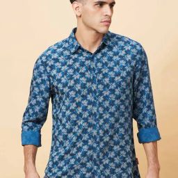 Being Human Blue Slim Fit Printed Shirt-image-72