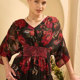 Antheaa Embellished & Printed V-Neck Top With Trouser image 4