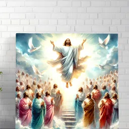 Livin'luxe Blue & White Religious Printed Canvas Wall Art-image-79