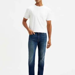 Levi's Navy Cotton Slim Fit Solid Jeans-picture-1