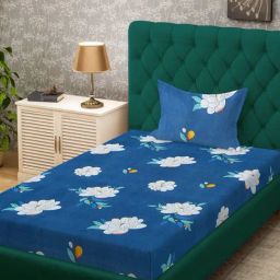 HOSTA HOMES Multicolor Cotton Floral 280 TC Single Bedsheet with 1 Pillow Cover-image-67