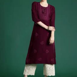 Indo Era Purple Embroidered Straight Kurta-image-32