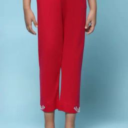 BIBA Girls Fuchsia Solid Capri-image-80