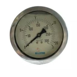 Bellestone 4 Inch 0-300 PSI Stainless Steel Pressure Gauge Back Connection - Glycerine-image-18