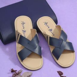 Aria Nica Kids Jeff Beige & Blue Cross Strap Sandals-image-10