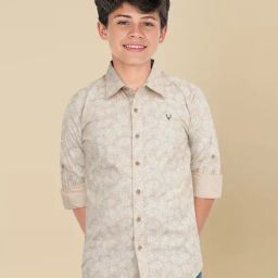 Allen Solly Kids Beige Printed Slim Fit Shirt-picture-18
