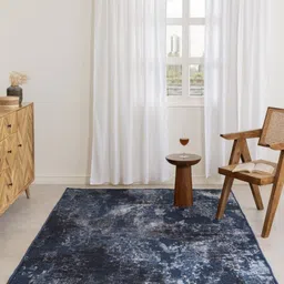 HOMEMONDE Blue Abstract Anti-Skid Polyester Carpet-16