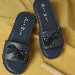 Aria Nica Kids Roar Navy Casual Slides-image-8