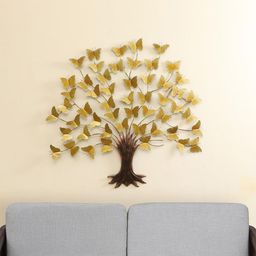 vedas Mystic Indiana Gold Toned & Brown Textured Metal Anya Tree Wall Decor-image-46