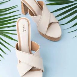 Inc.5 Women's Cream Cross Strap Sandals-image-73