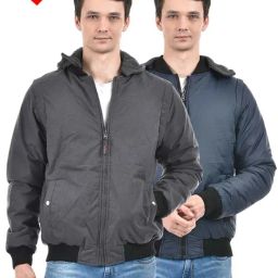 Lawman Pg3 Dark Grey & Navy Regular Fit Reversible Jacket-41