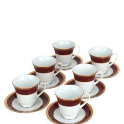 Majestic Burgundy 12pcs Tea Set Porcelain 24K-image-20