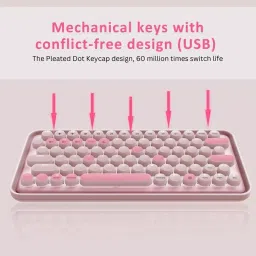 Rapoo PRE 5 Pink Color Wireless Keyboard image 4