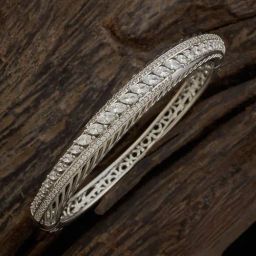 Kushal's Fashion Jewellery Rhodium White Kada for Women-picture-32