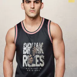 Looks United Pack Of 2 Printed Gym Vests P2- VST-BLK1017-YLW1018-M-image-89
