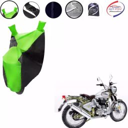 Auto Pearl Waterproof Two Wheeler Cover For Royal Enfield Bullet Trials 500 (Green & Black)-image-92