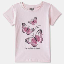 R&B Girls Graphic Printed Round Neck Cotton T-shirt-picture-32