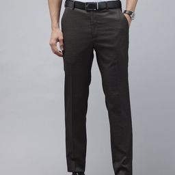 Park Avenue Men Checked Super Slim Fit Formal Trousers-image-11