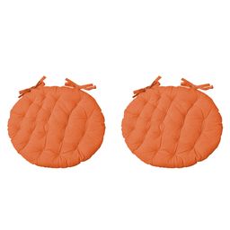 Angel Mommy Ultra Soft Round Twill Dining Chair Sofa Floor Seat & Back Cushions with Ties Set Of 2 - Orange-image-52