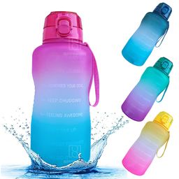 Spanker Motivational Water Bottle Gallon With Time Marker Large Capacity Leakproof Bpa Free Fitness Sports Water Bottle Blue Pink Sstp - 2000 ml-picture-14