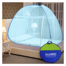Classic Mosquito Net for Double Bed Queen Size Foldable Machardani - Blue-22