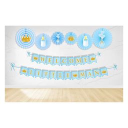 Untumble Blue Welcome Home Baby Boy Decoration Kit with Welcome Little Man Banner - Pack of 7-picture-12