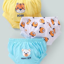 Doodle Poodle 100% Cotton Tiger Printed Briefs Pack of 3 - Yellow White & Blue-image-35