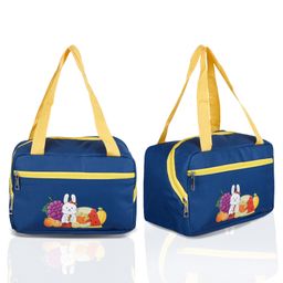 Kuber Industries Pack of 2 Lunch Bag  Thermal Insulated Lunch Bag  Lunch Bag for Office  Lunch Bag for Camping with Front Pocket  Waterproof Tiffin Cover with Handle  Fruit Rabbit-Print  Blue-82