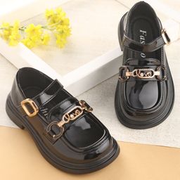Oh! Pair Slip On Formal & Party Wear Shoes with Buckle Closure - Black-image-42