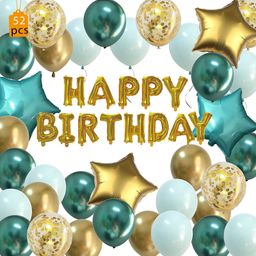 Premium Birthday Decor Kit Aqua & Green- Pack of 52-image-29