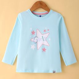 Teddy Sinker Knit Full Sleeves T-shirt with Text & StarPrint - Light Blue-image-35