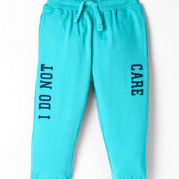 Doreme Terry Knit Full Length Text Printed Fleece & Woollen Bottomwear - Aqua Blue-picture-12