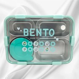 LuvLittle BENTO 4 Compartments with Soup Cup Leakproof Stainless Steel Lunch Box (900ml)-GREEN-11