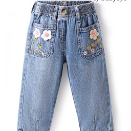 Babyoye Denim Woven Full Length Floral Embroidery Jeans - Blue-picture-47